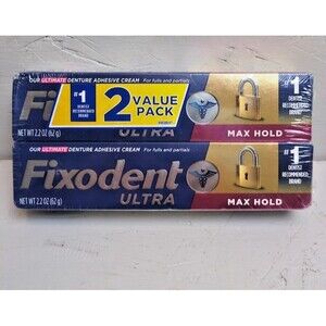 2 PACK- Fixodent Ultra Max Hold Dental Adhesive - 2.2oz